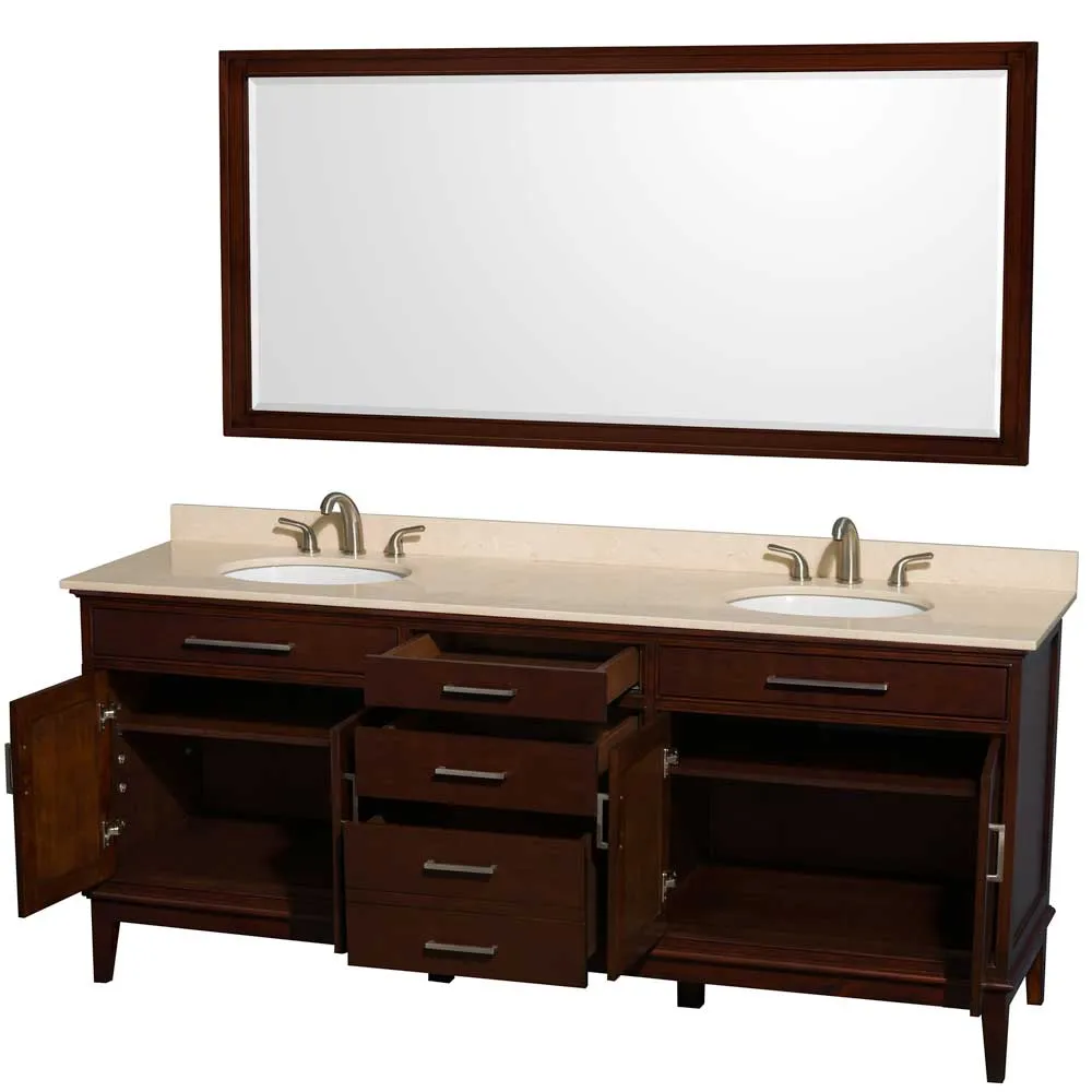 Hatton 80 Inch Double Bathroom Vanity in Dark Chestnut