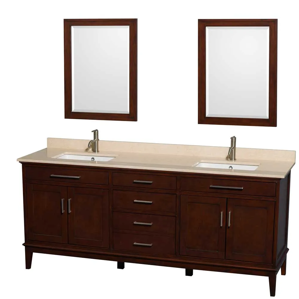Hatton 80 Inch Double Bathroom Vanity in Dark Chestnut