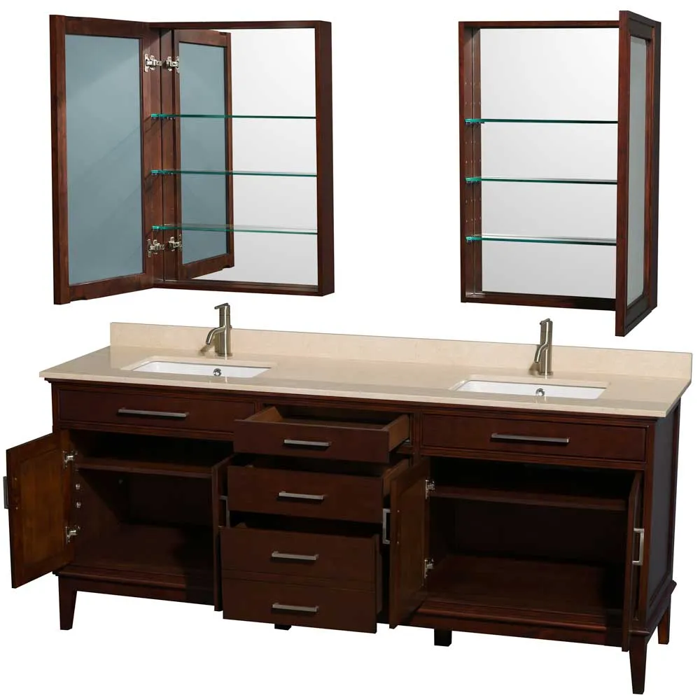 Hatton 80 Inch Double Bathroom Vanity in Dark Chestnut