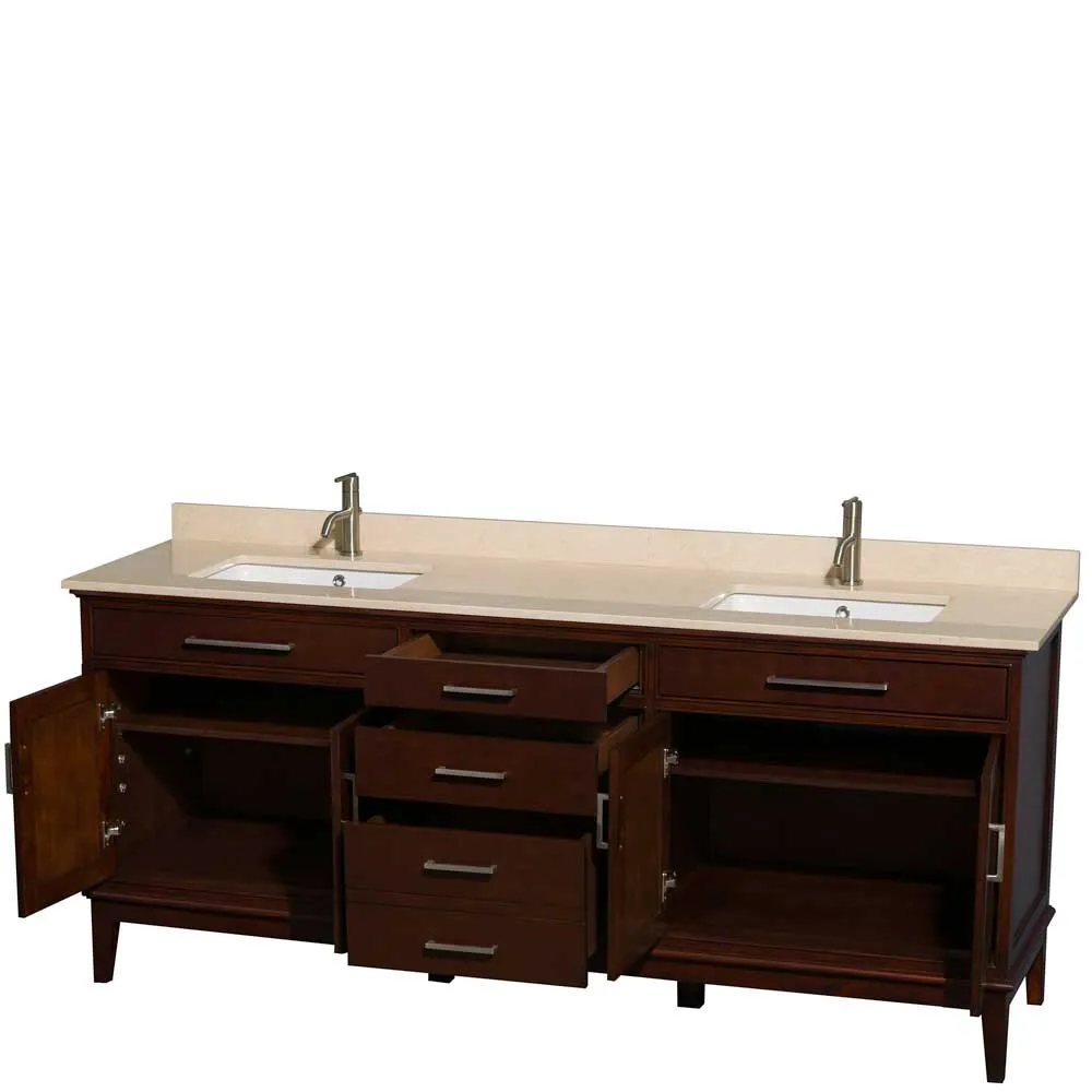 Hatton 80 Inch Double Bathroom Vanity in Dark Chestnut