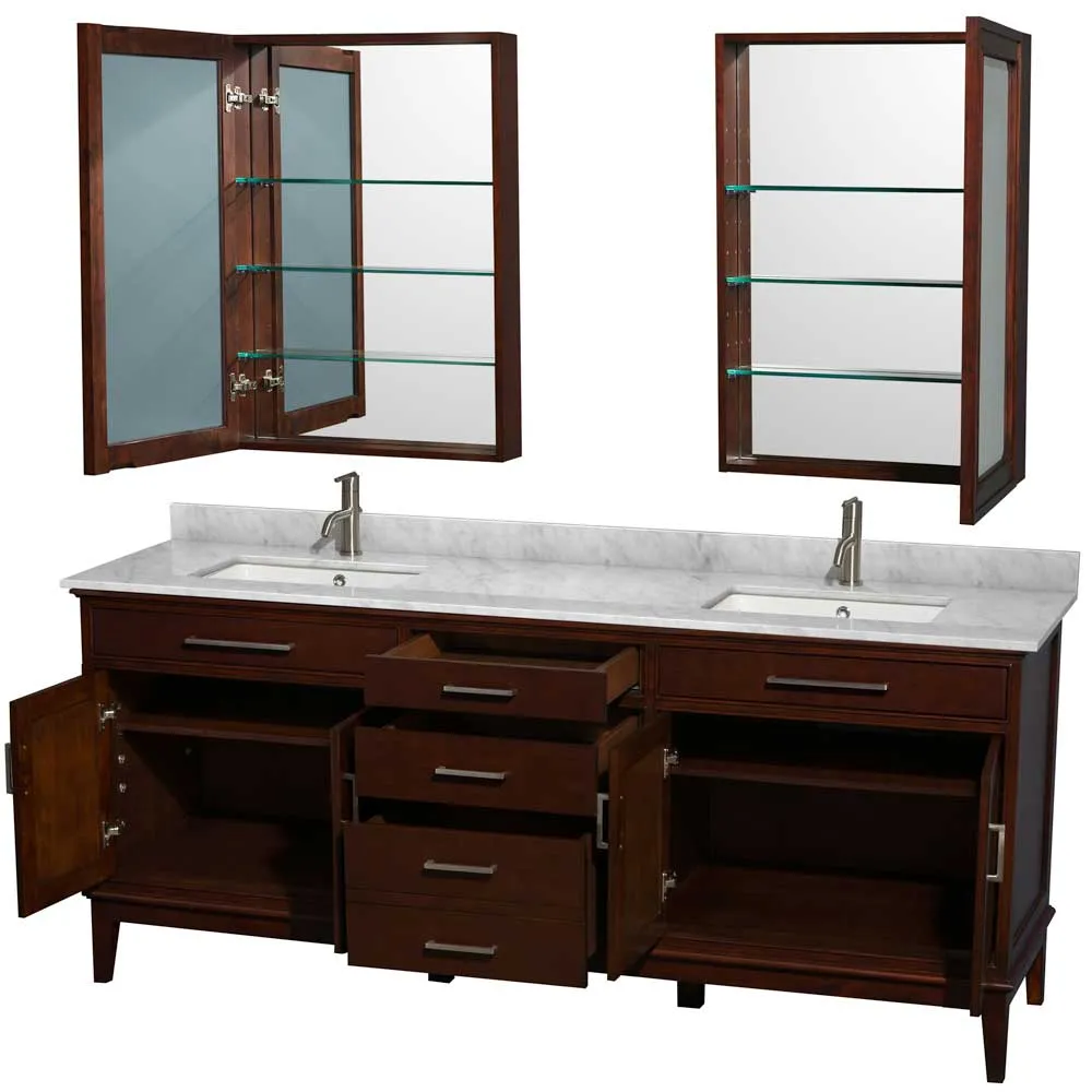 Hatton 80 Inch Double Bathroom Vanity in Dark Chestnut