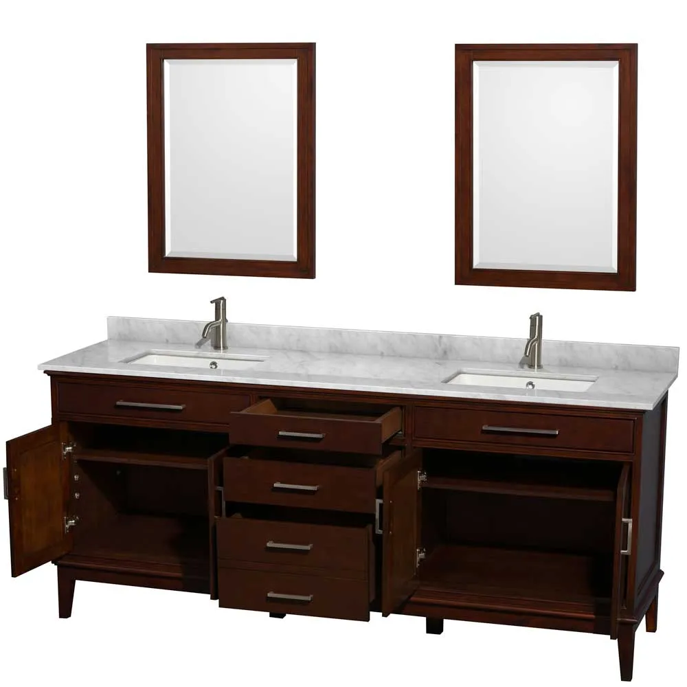 Hatton 80 Inch Double Bathroom Vanity in Dark Chestnut