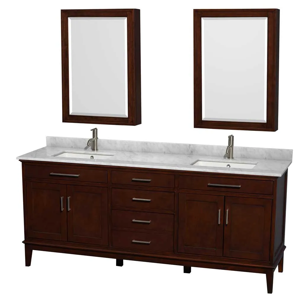 Hatton 80 Inch Double Bathroom Vanity in Dark Chestnut