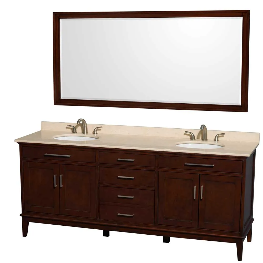 Hatton 80 Inch Double Bathroom Vanity in Dark Chestnut