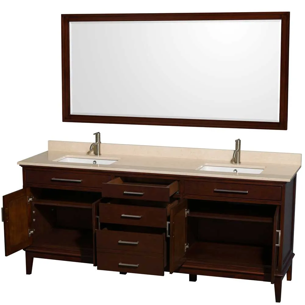 Hatton 80 Inch Double Bathroom Vanity in Dark Chestnut
