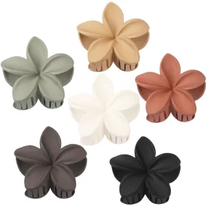 Hawaiian Plumeria Hair Accessories - 6 Pack Large Claw Clips for Thick and Thin Hair, Beach Tropical Hair Clips for Women and Girls