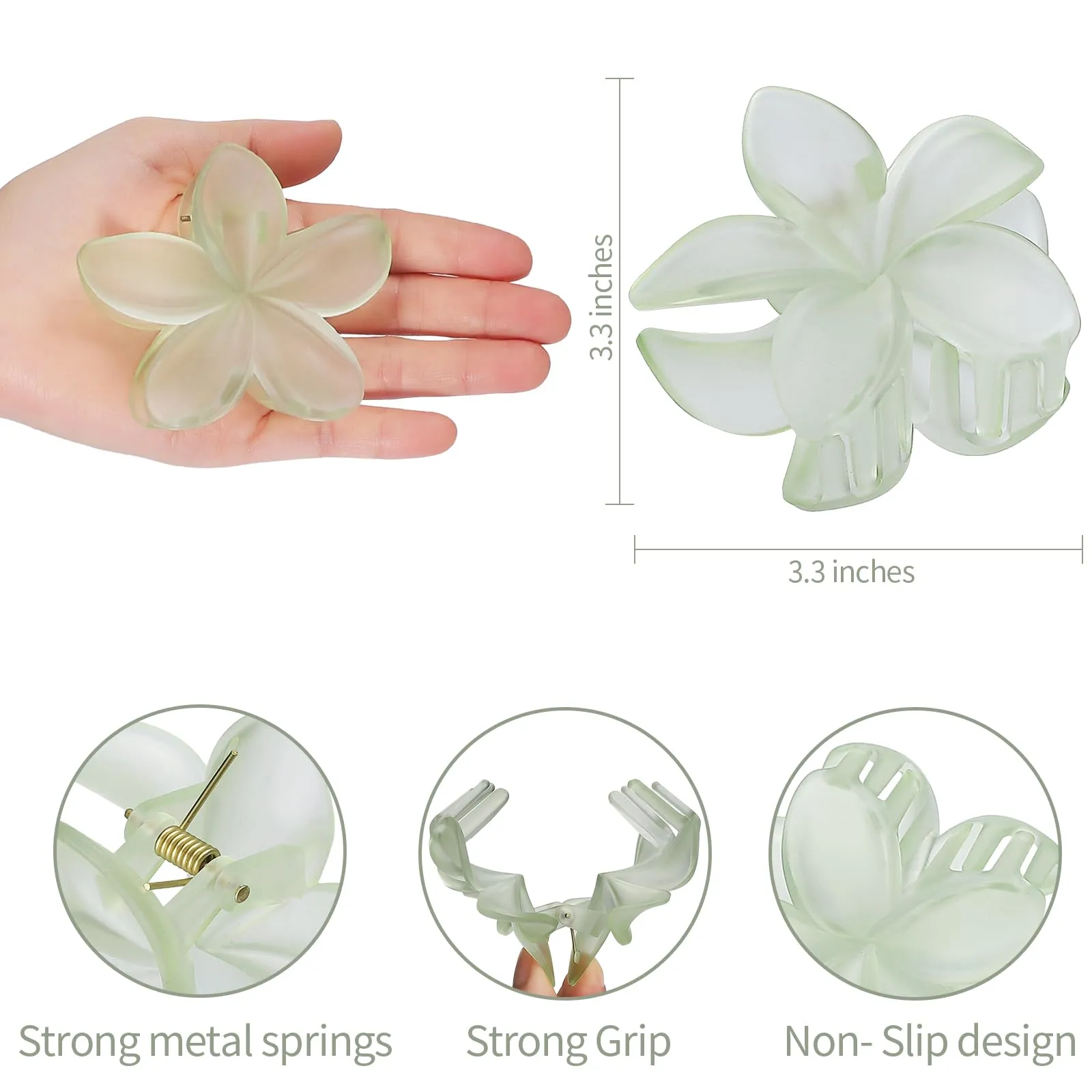 Hawaiian Plumeria Hair Accessories - 6 Pack Large Claw Clips for Thick and Thin Hair, Beach Tropical Hair Clips for Women and Girls