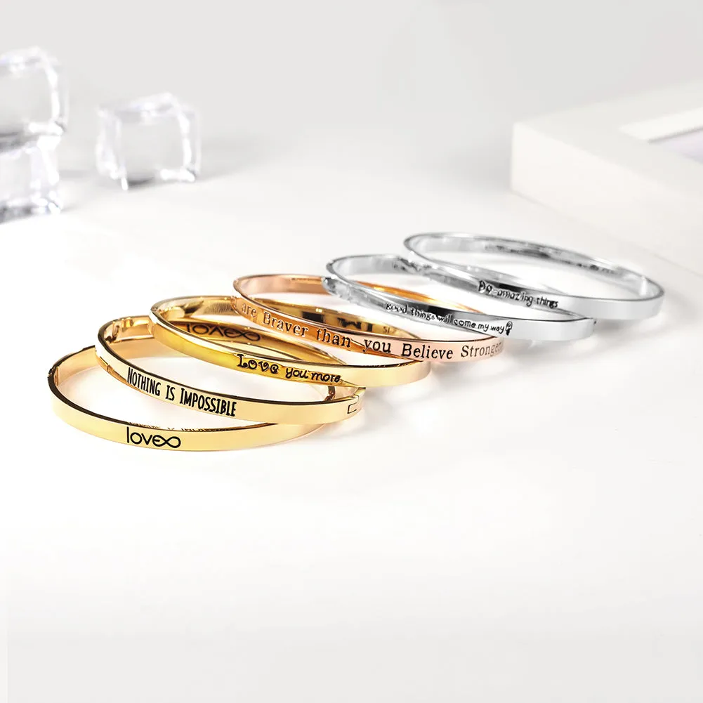 Inspirational Script Engraved Bangle