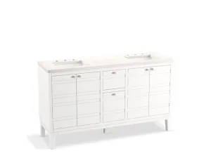 KOHLER K-33527-ASB Helst 60" bathroom vanity cabinet with sinks and quartz top