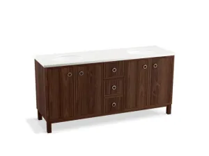 KOHLER K-99512-LGSD-1WA Jacquard 72" bathroom vanity cabinet with furniture legs, 4 doors and 3 drawers, split top drawer