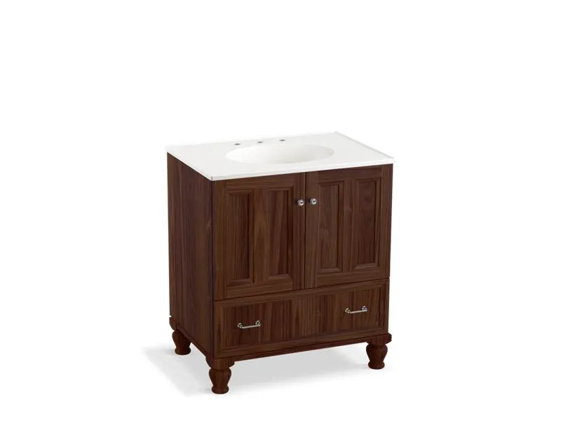 KOHLER K-99516-LG-1WA Damask 30" bathroom vanity cabinet with furniture legs, 2 doors and 1 drawer
