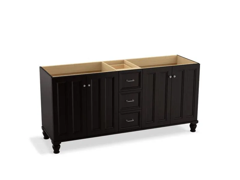 KOHLER K-99525-LG-1WA Damask 72" bathroom vanity cabinet with furniture legs, 4 doors and 3 drawers