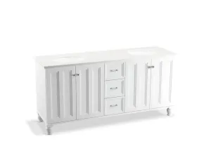 KOHLER K-99525-LG-1WA Damask 72" bathroom vanity cabinet with furniture legs, 4 doors and 3 drawers