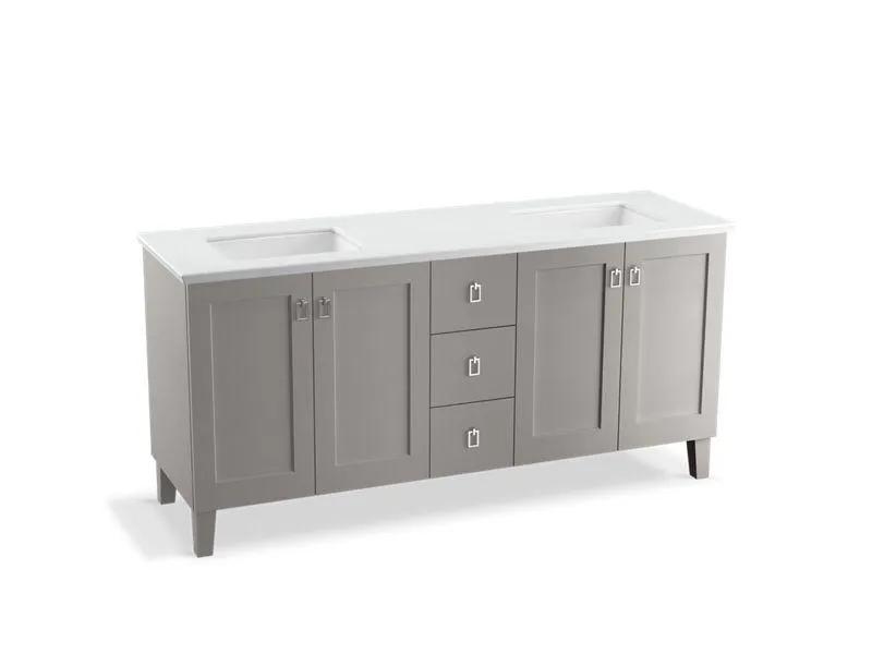 KOHLER K-99538-LG-1WA Poplin 72" bathroom vanity cabinet with legs, 4 doors and 3 drawers