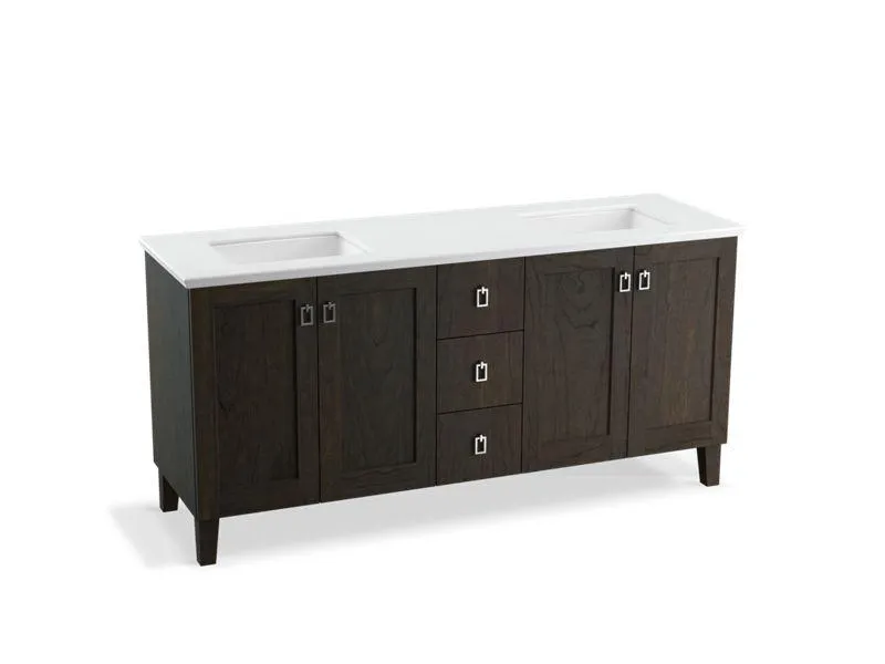 KOHLER K-99538-LG-1WA Poplin 72" bathroom vanity cabinet with legs, 4 doors and 3 drawers