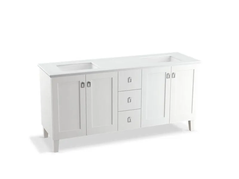 KOHLER K-99538-LG-1WA Poplin 72" bathroom vanity cabinet with legs, 4 doors and 3 drawers