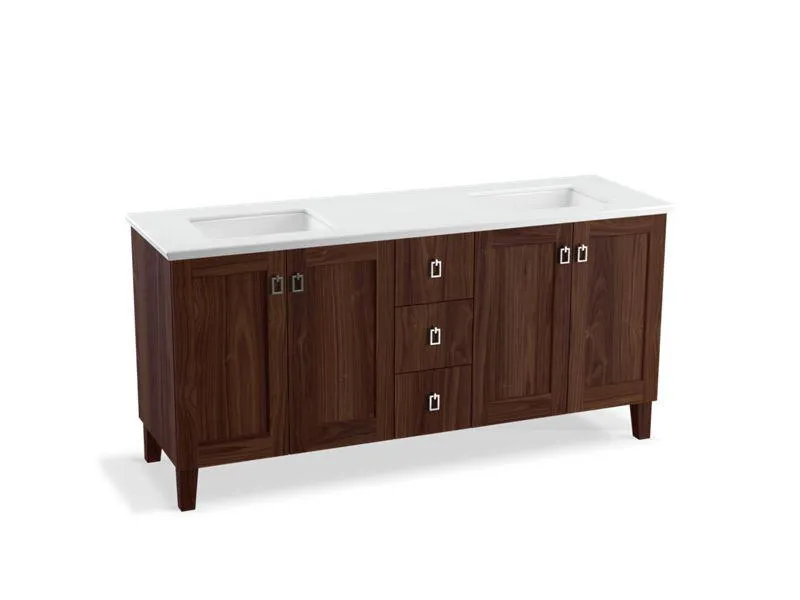 KOHLER K-99538-LG-1WA Poplin 72" bathroom vanity cabinet with legs, 4 doors and 3 drawers