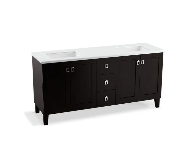 KOHLER K-99538-LG-1WA Poplin 72" bathroom vanity cabinet with legs, 4 doors and 3 drawers