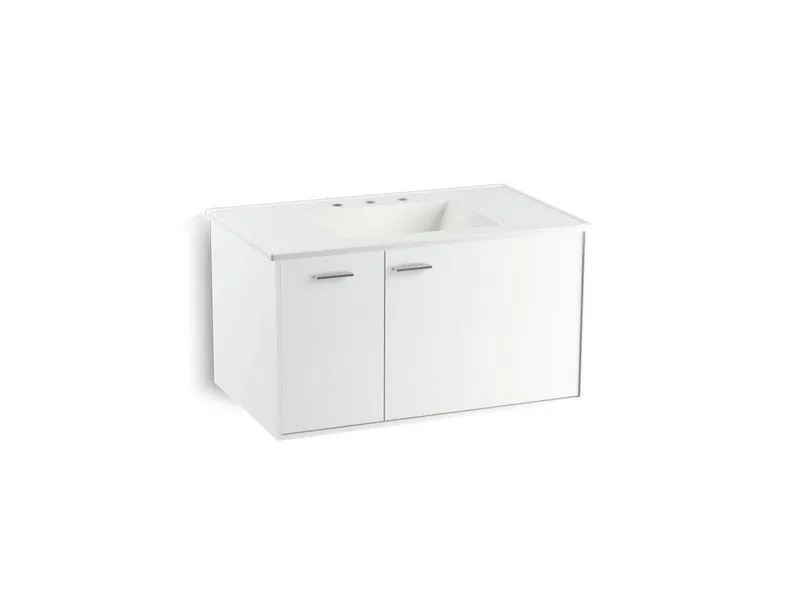 KOHLER K-99543-L-1WA Jute 36" wall-hung bathroom vanity cabinet with 1 door and 1 drawer on left