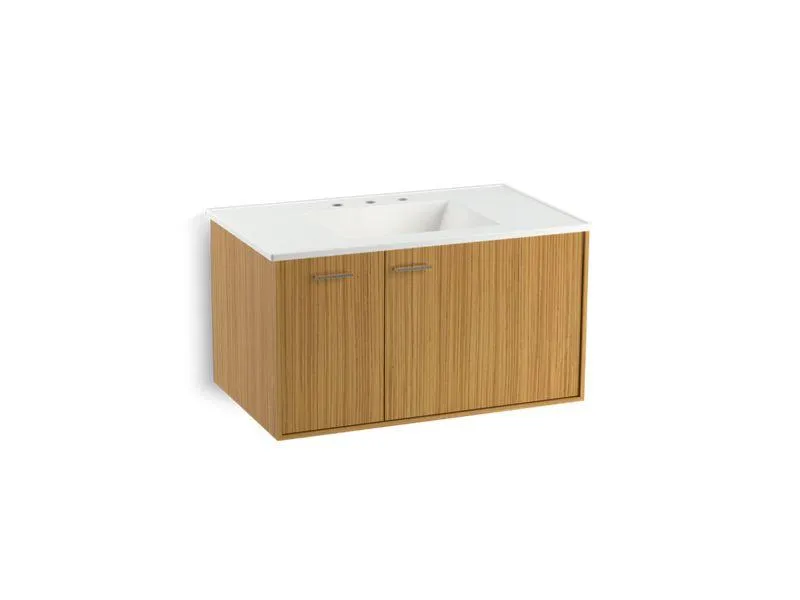 KOHLER K-99543-L-1WA Jute 36" wall-hung bathroom vanity cabinet with 1 door and 1 drawer on left