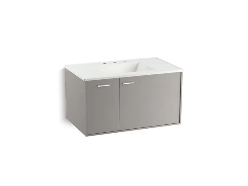 KOHLER K-99543-L-1WA Jute 36" wall-hung bathroom vanity cabinet with 1 door and 1 drawer on left