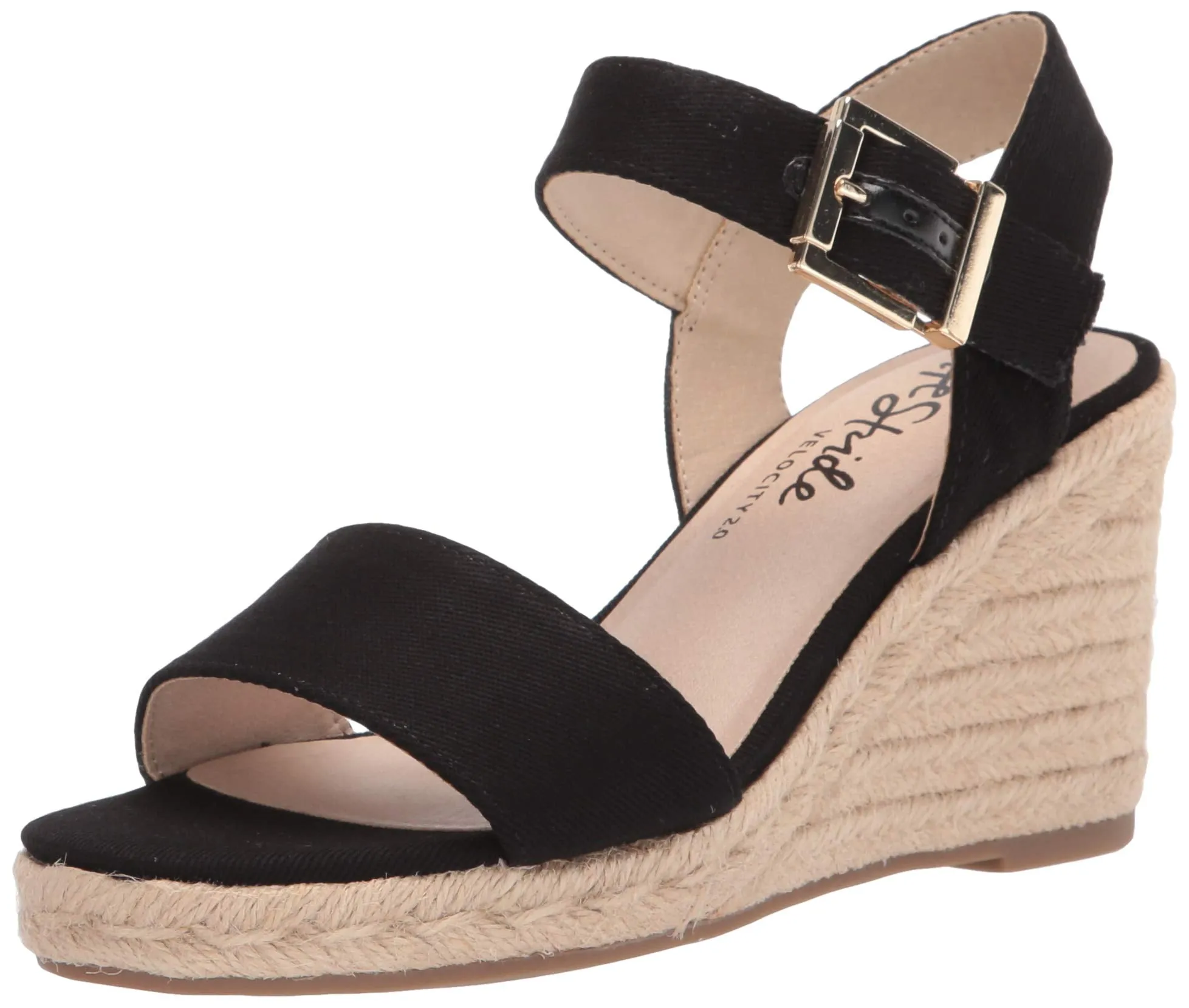 LifeStride Women's Tango 2 Espadrille Wedge Sandal, Black, 11