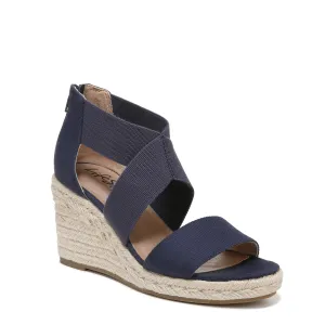 LifeStride Womens Thrive Strappy Espadrille Wedge Sandals Lux Navy 10 W