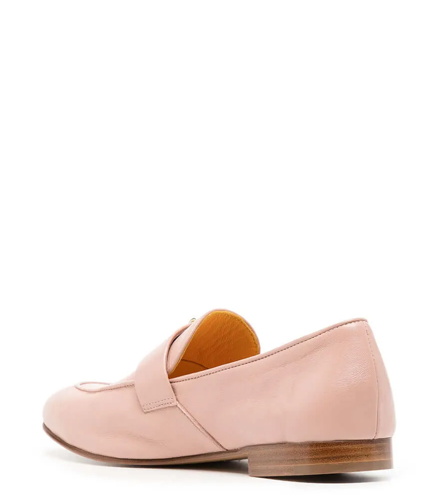 Light Pink Leather Lock Flat Loafer