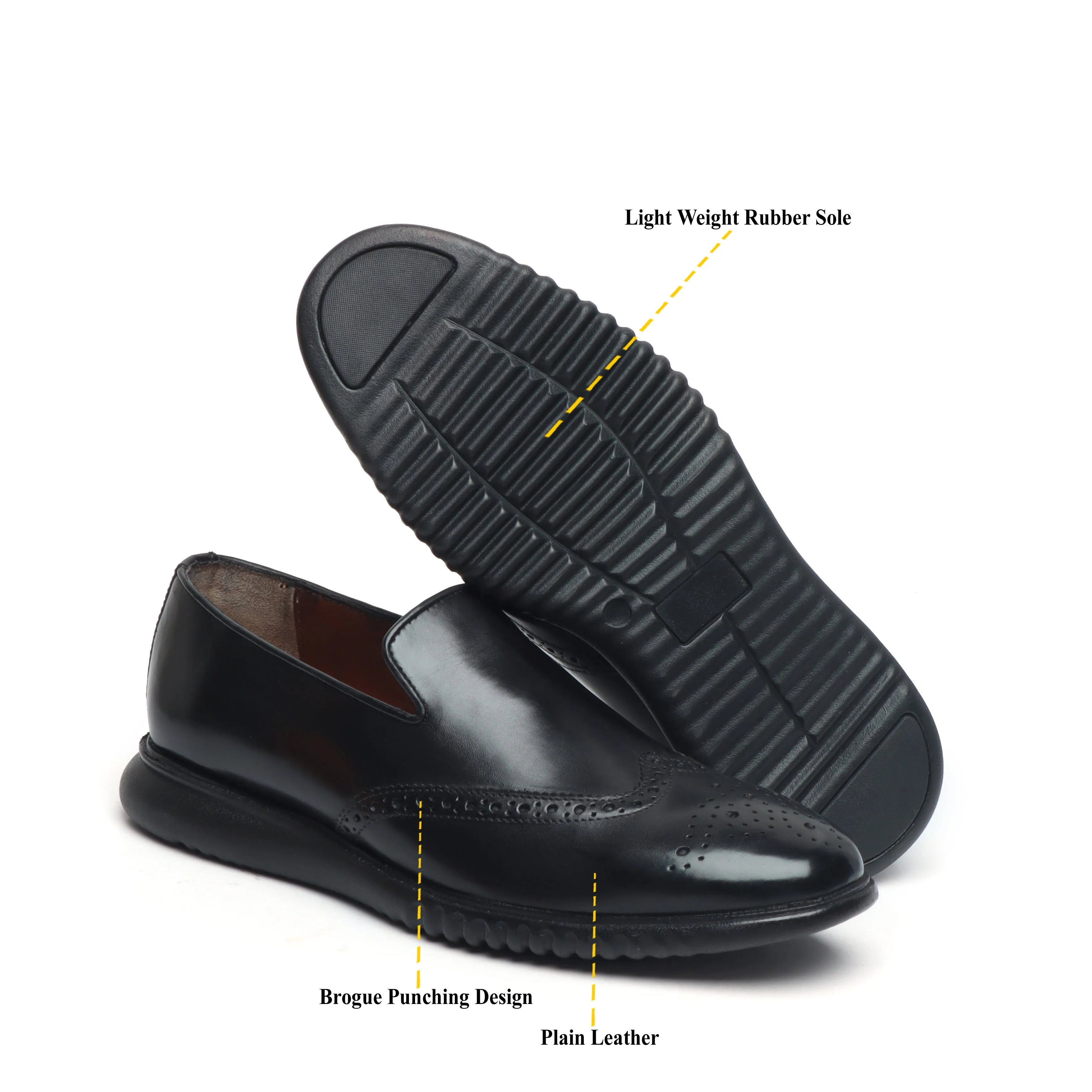 Light Weight Loafer in Black Leather