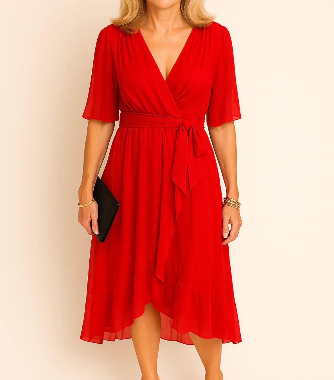 Loralei - V-neck dress in silk-soft muslin