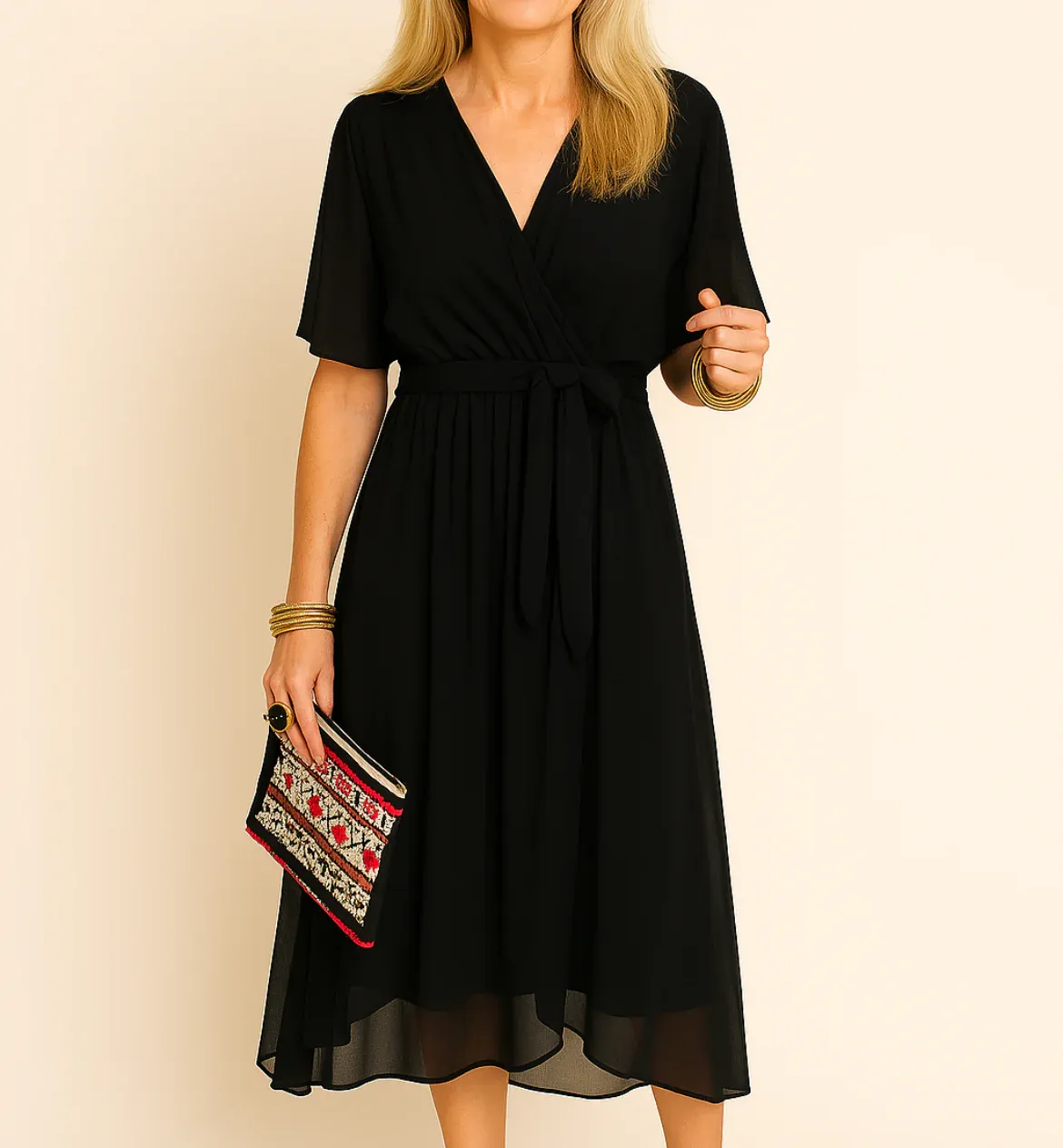 Loralei - V-neck dress in silk-soft muslin