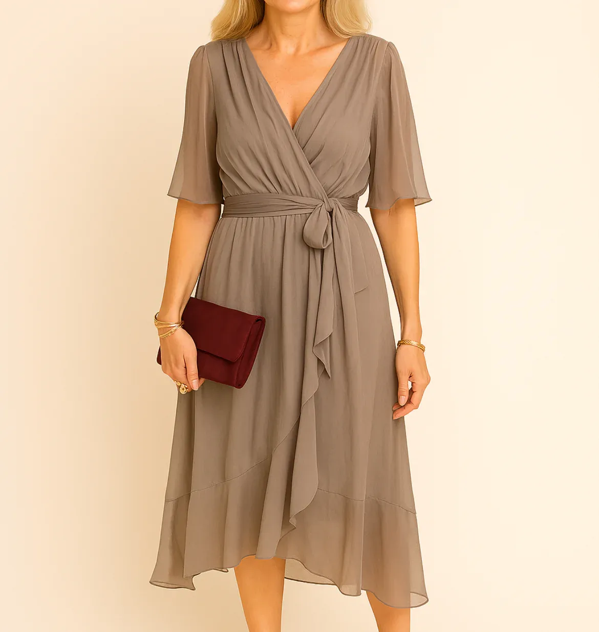 Loralei - V-neck dress in silk-soft muslin