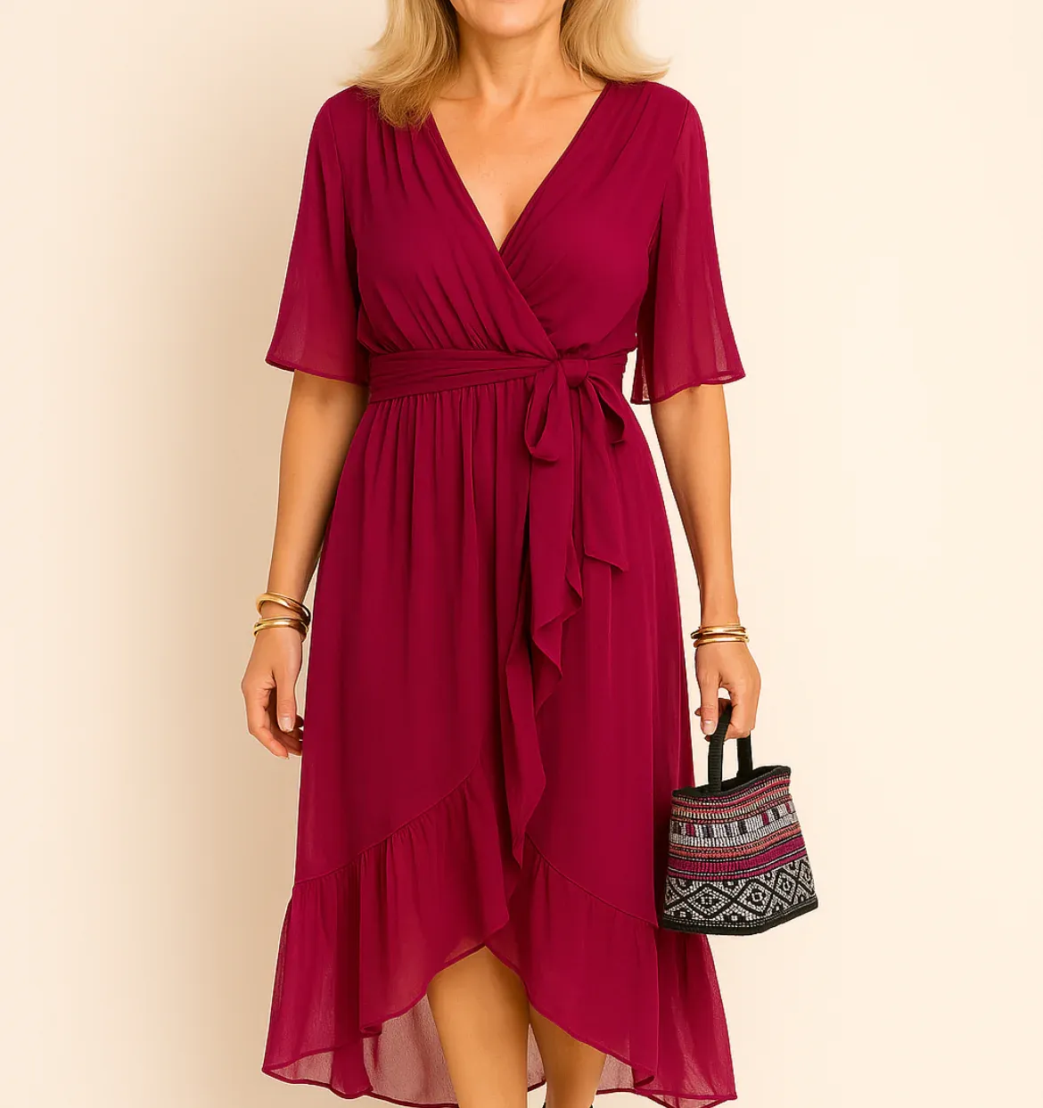 Loralei - V-neck dress in silk-soft muslin