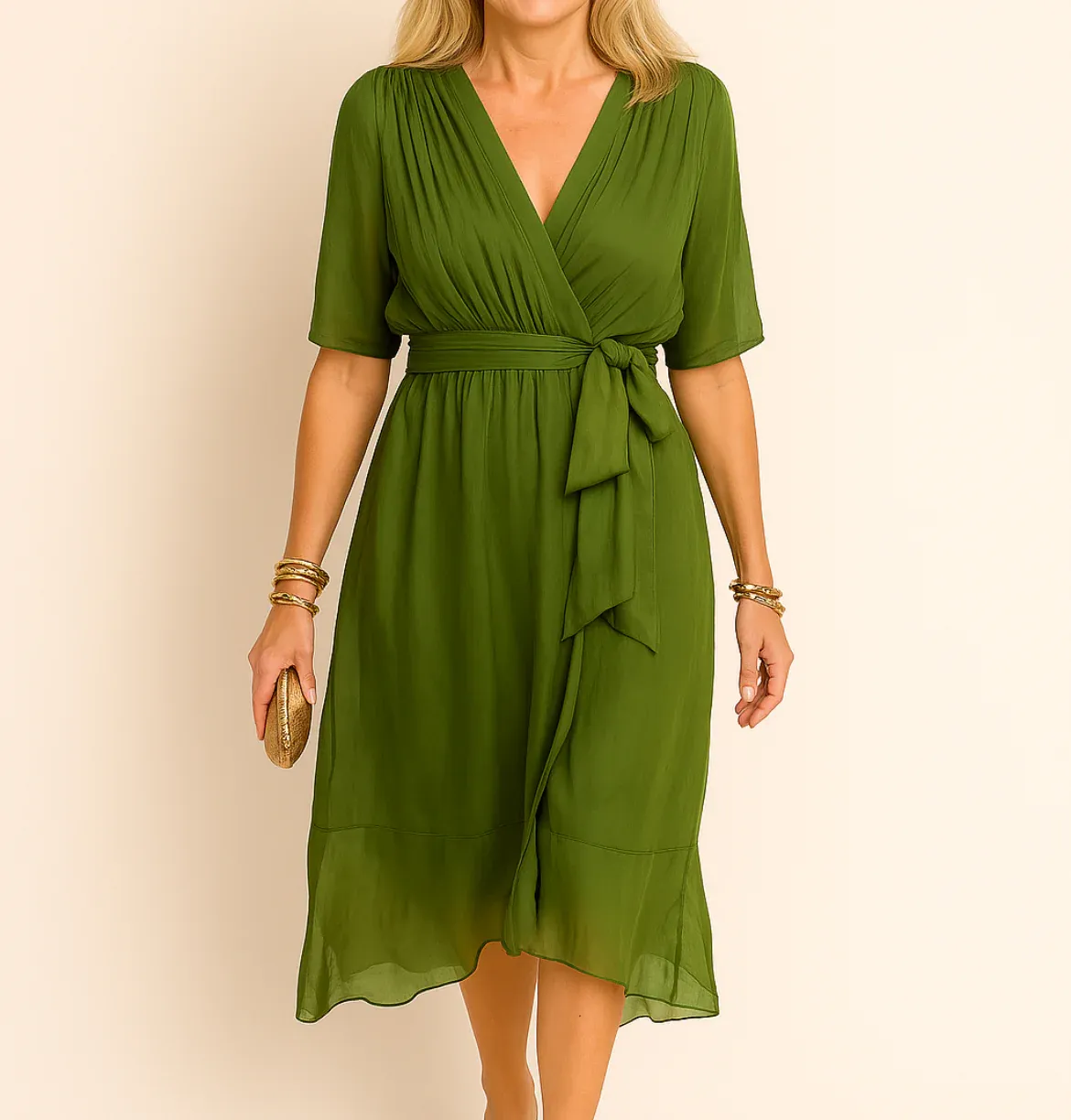 Loralei - V-neck dress in silk-soft muslin