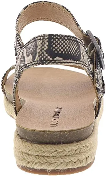 Lucky Brand Womens Gabrien Leather Ankle Strap Wedge Sandals Tan 6 Medium (B,M)