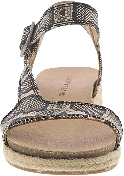 Lucky Brand Womens Gabrien Leather Ankle Strap Wedge Sandals Tan 6 Medium (B,M)