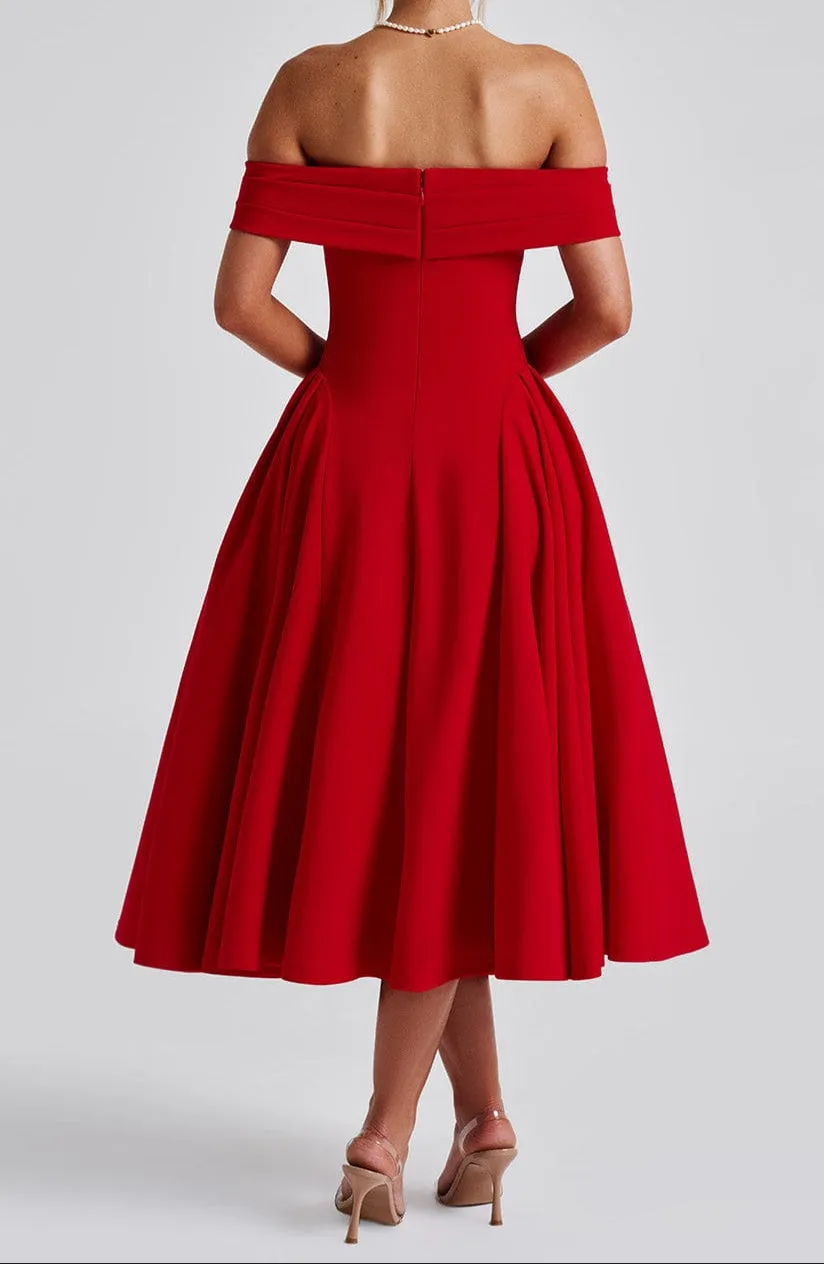Luna Midi Dress - Red