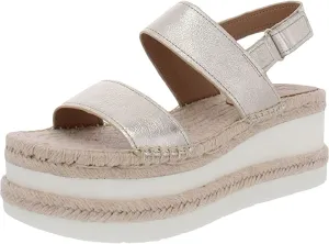 Marc Fisher LTD Womens Gallia Suede Wedge Sandals Gold 6.5 Medium (B,M)