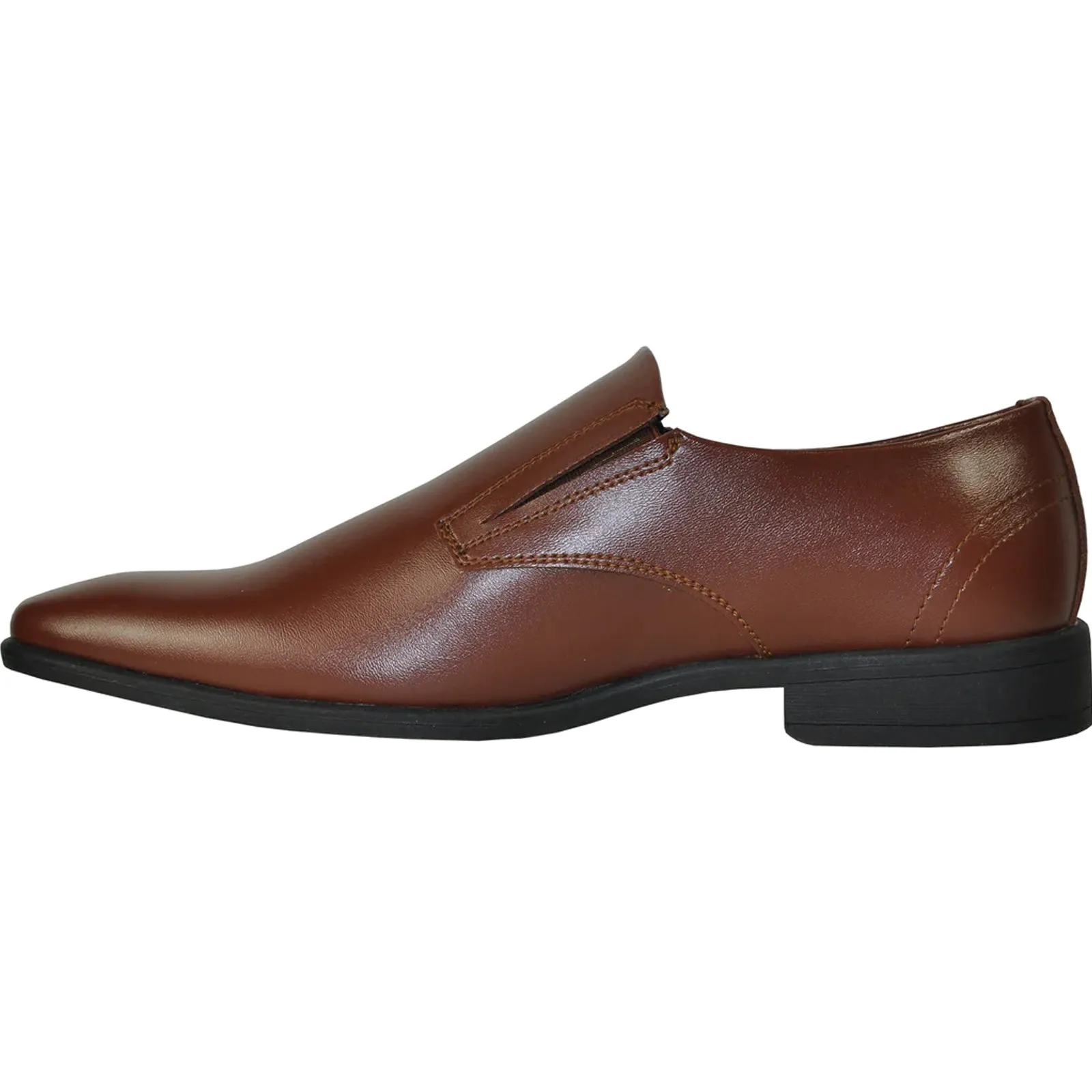 Mens Plain Pointy Square Toe Dress Loafter in Brown