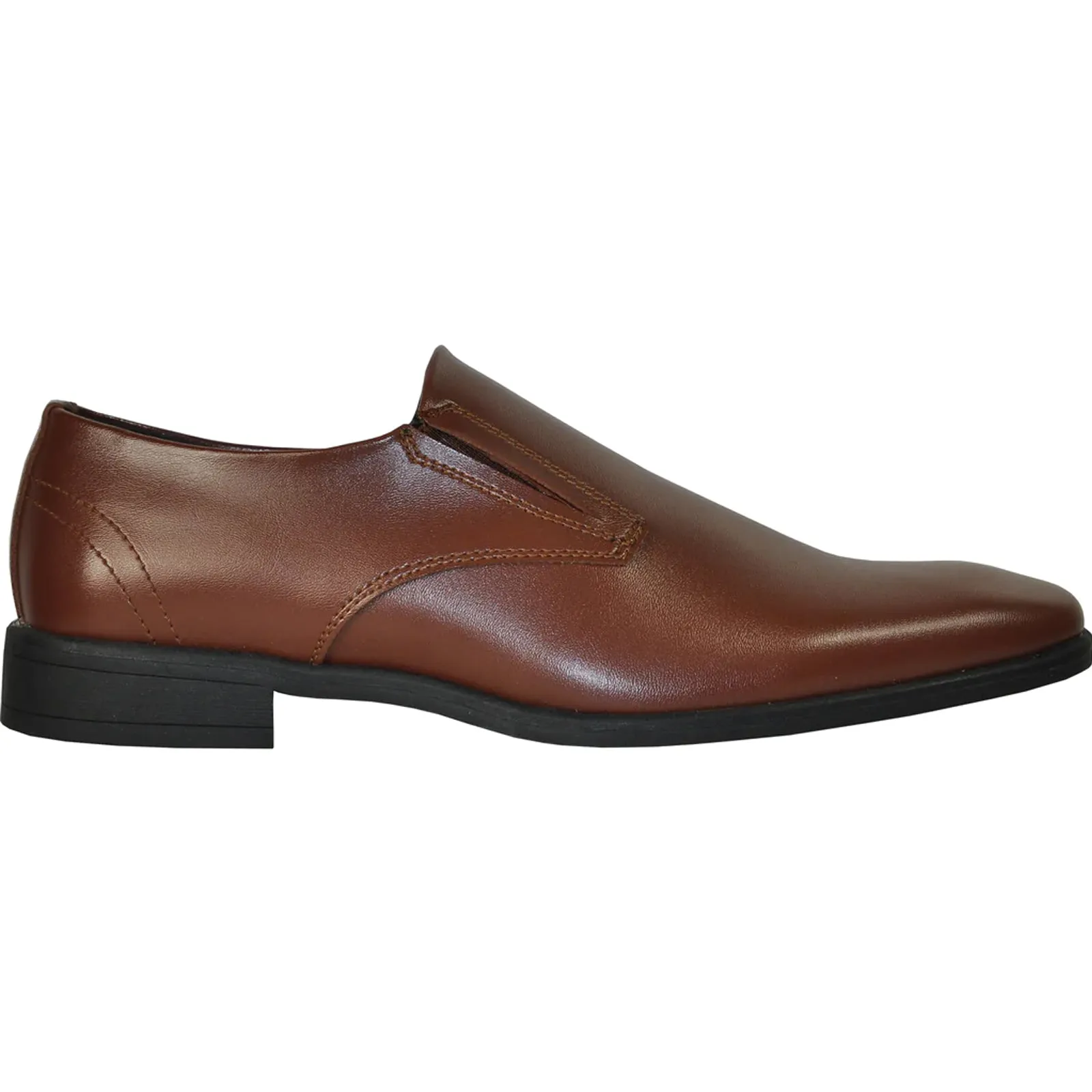 Mens Plain Pointy Square Toe Dress Loafter in Brown