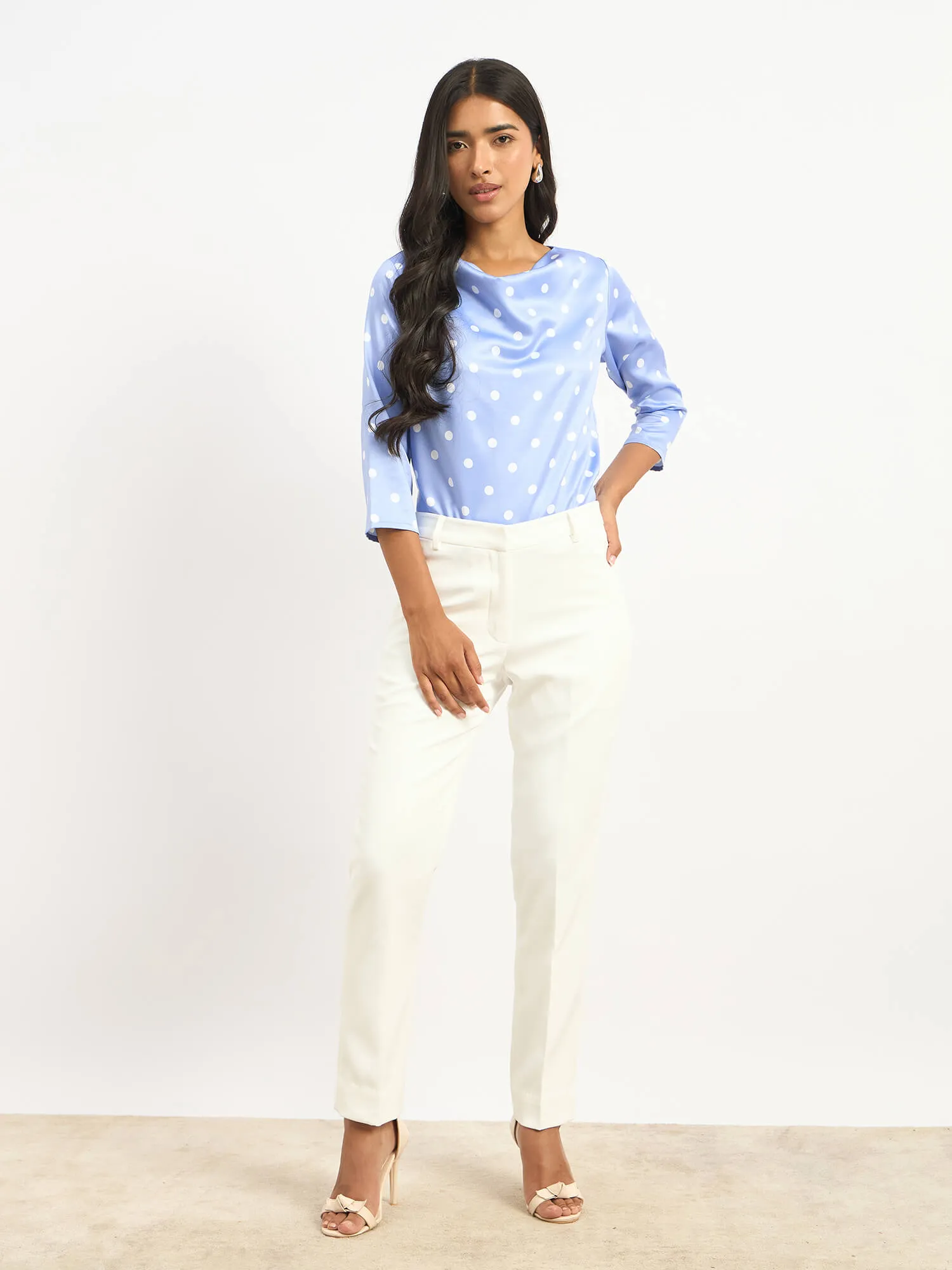 Mermaid Mule Cowl Neck Top - Blue