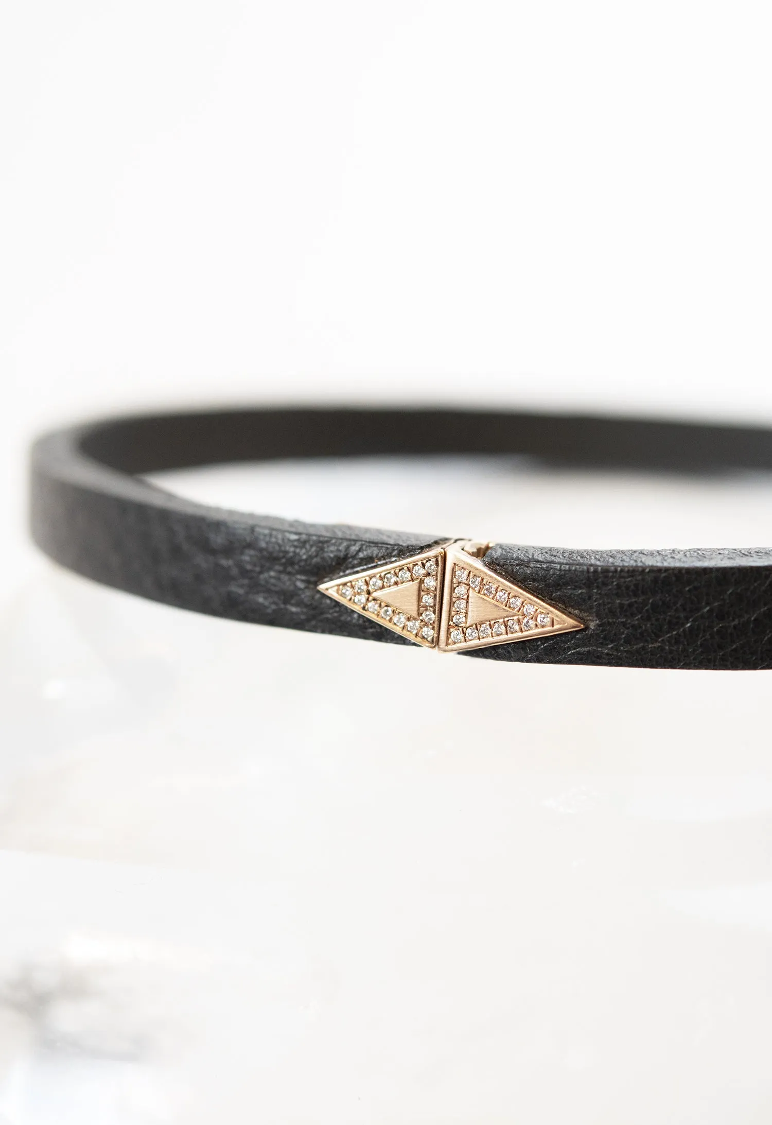 Micro-Pave Triangle Leather Choker