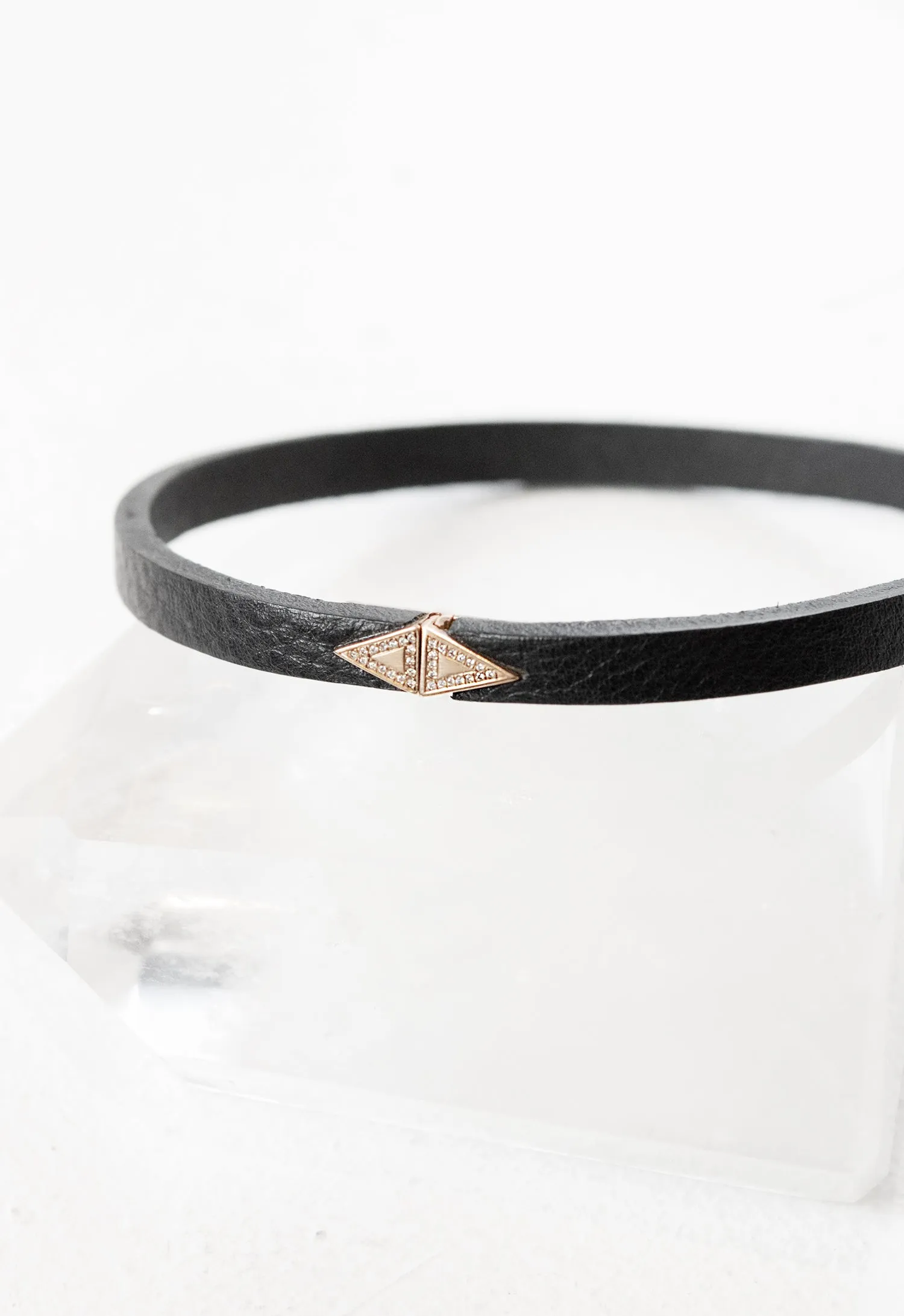 Micro-Pave Triangle Leather Choker