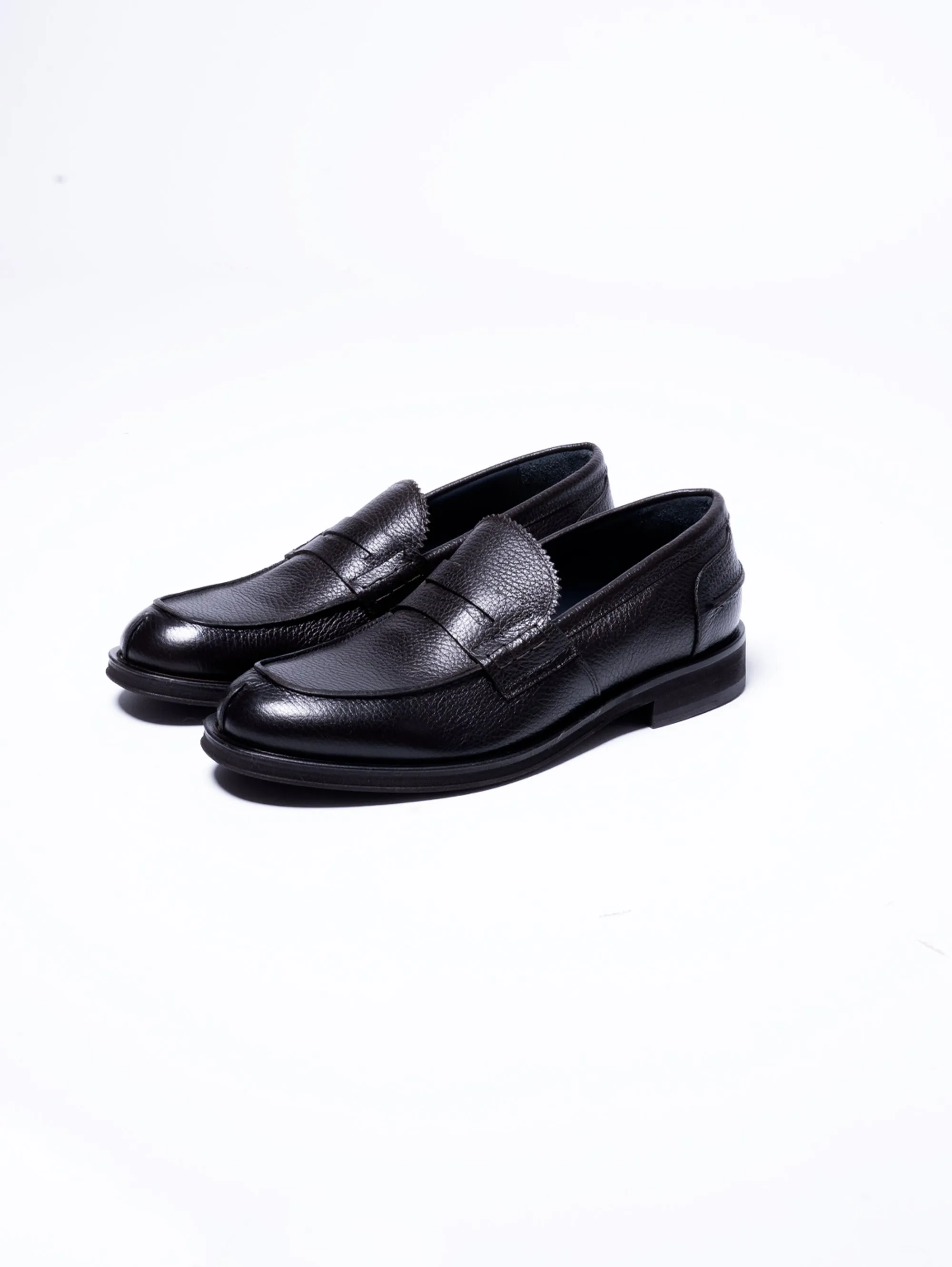 Mocassino Penny Loafer in Pelle Martellata Testa di Moro