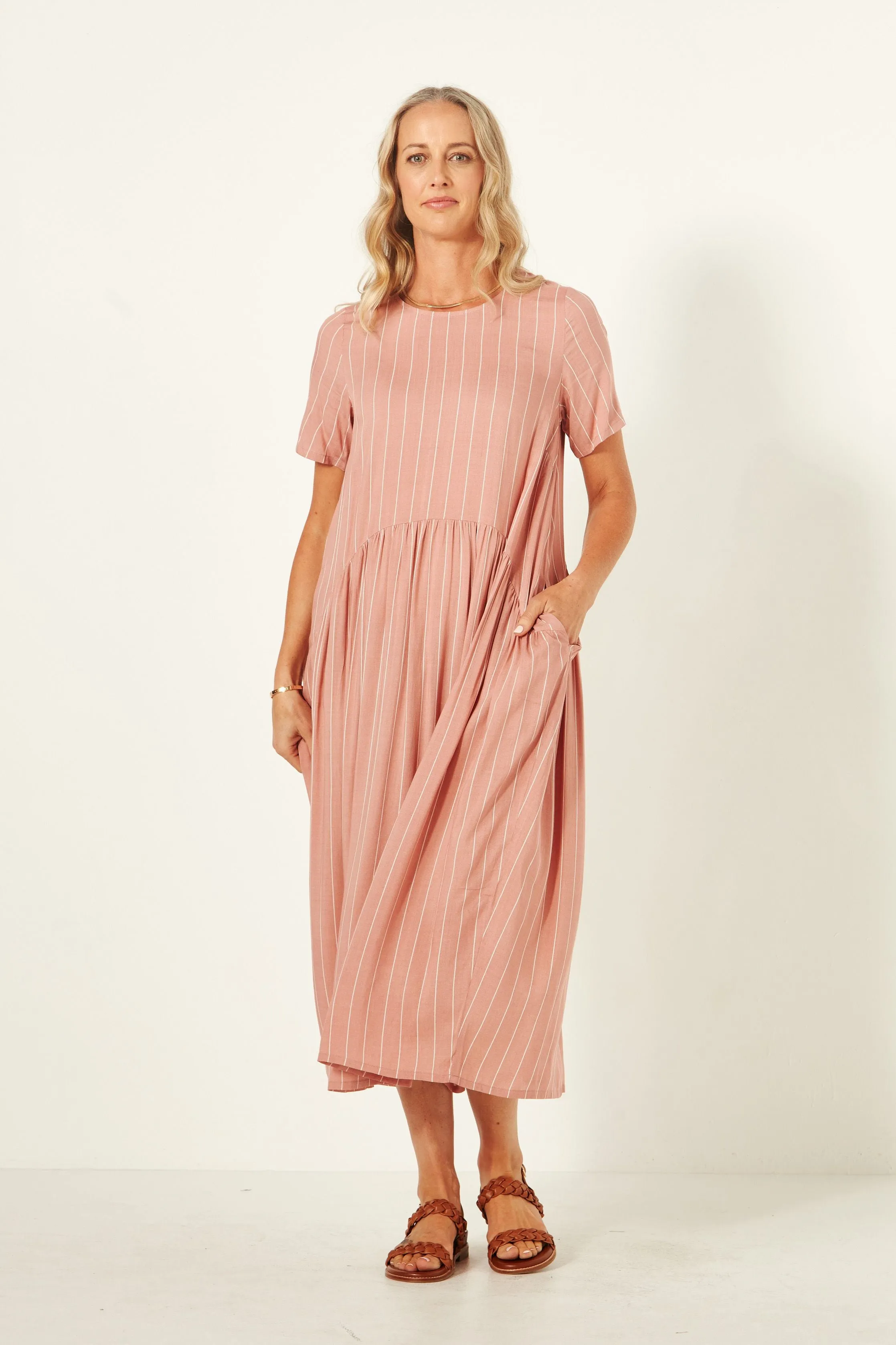 Monaco Dress - Nude Stripe