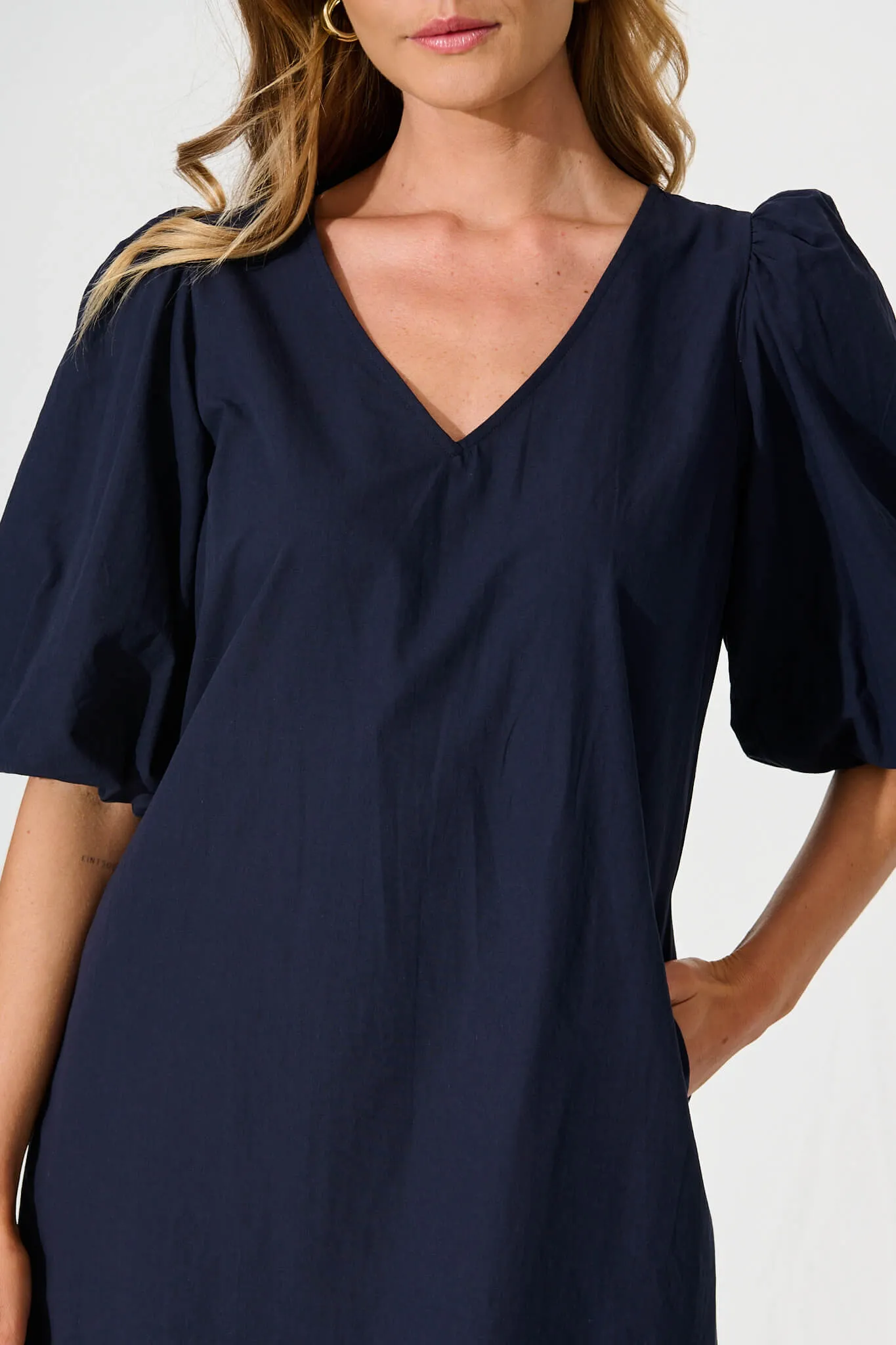 Navy Cotton Ashlynn Dress