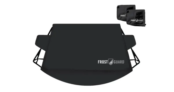 New FrostGuard Deluxe with Windshield panel and Mirror Covers - Weather Resistant - Security Panels and Wiper Blade Cover - Protects from Snow, Ice and Frost (XL, Black) Retails $94 