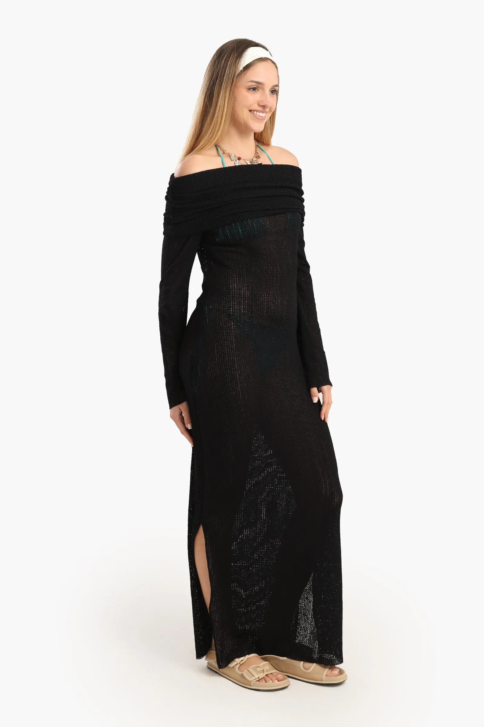 Off-Shoulder Maxi Beach Dress