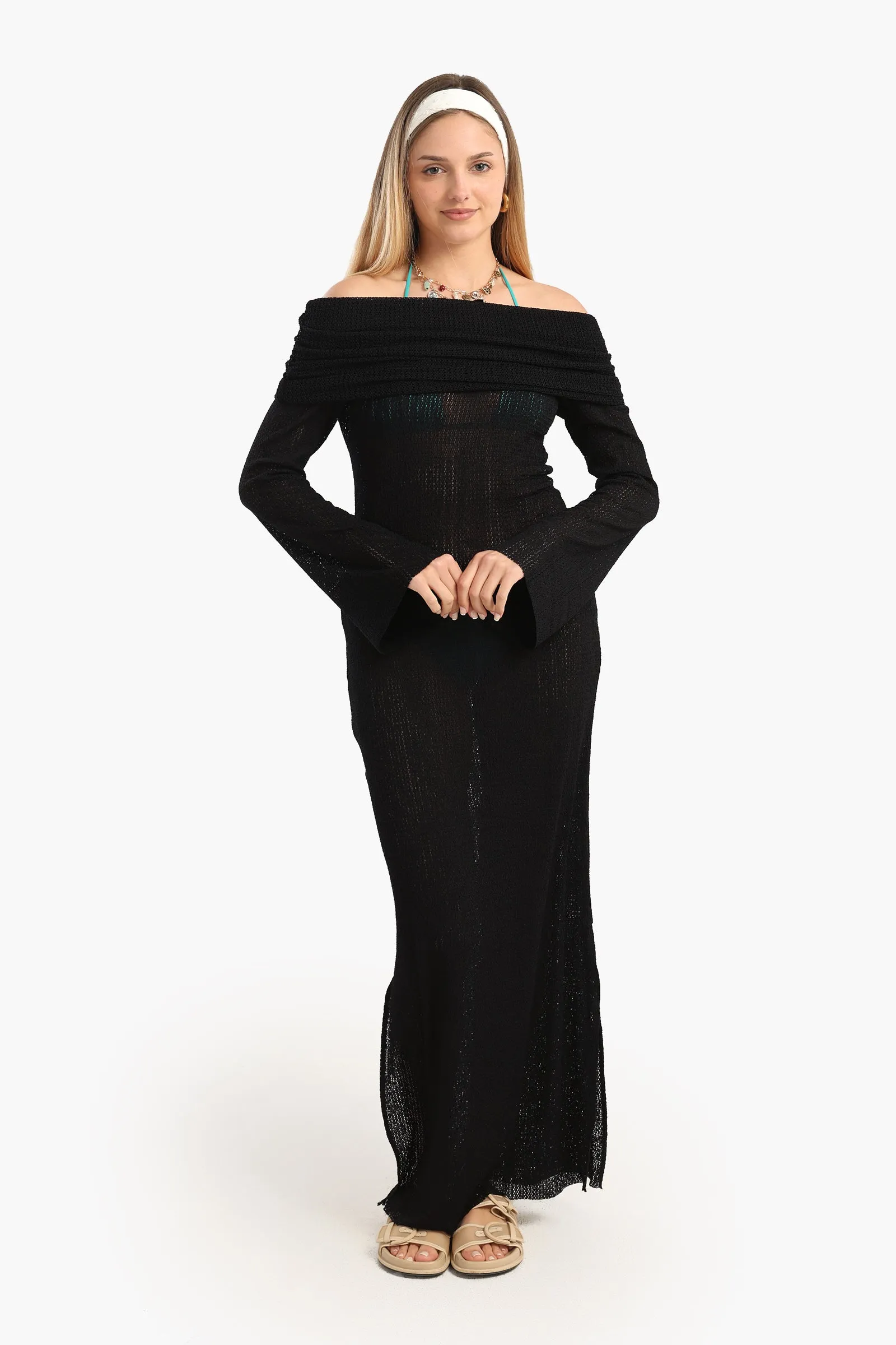 Off-Shoulder Maxi Beach Dress