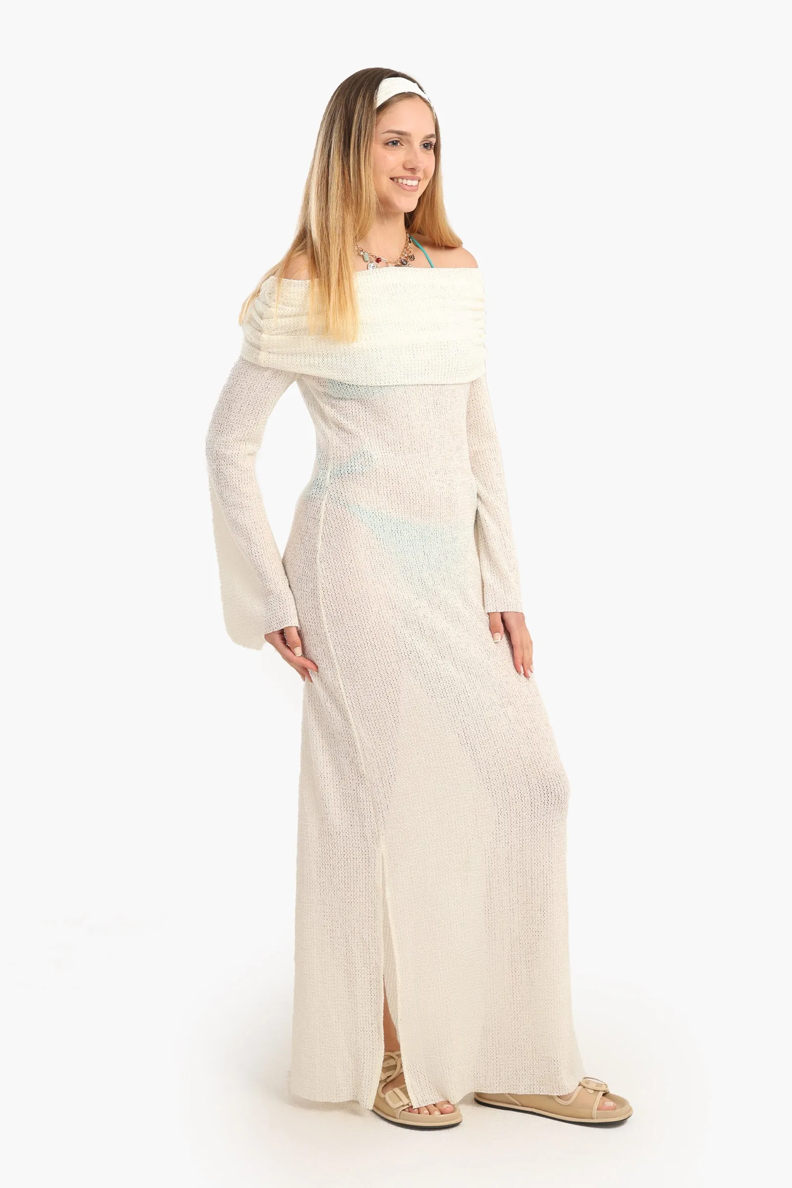 Off-Shoulder Maxi Beach Dress